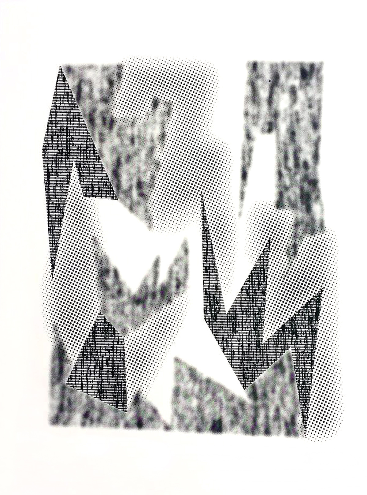 Blur Collage: The Interruption - 1-color screen print on white paper
