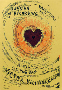 Valentine's Day at Russian Recording - 2-color screen print on metallic yellow paper